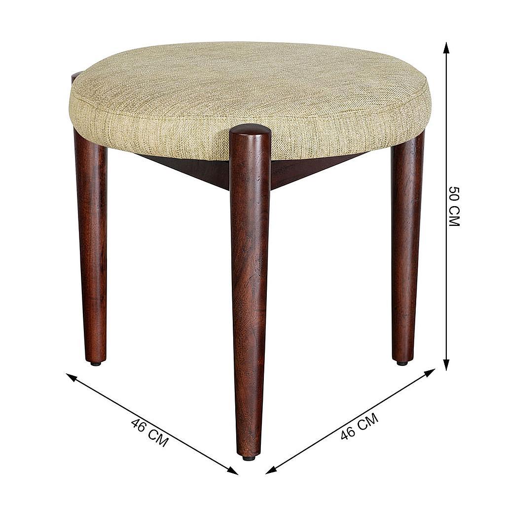 Fabric Upholstery & Wooden Pouffe -