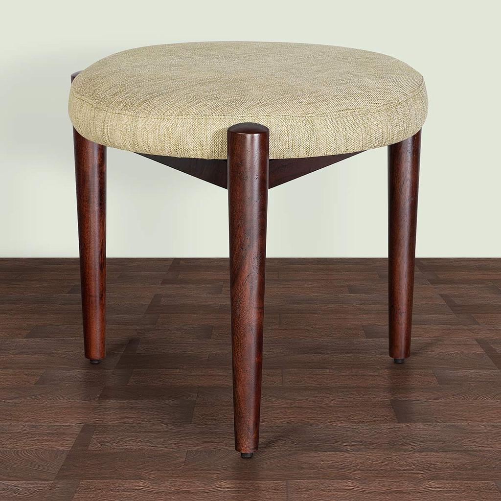 Fabric Upholstery & Wooden Pouffe -