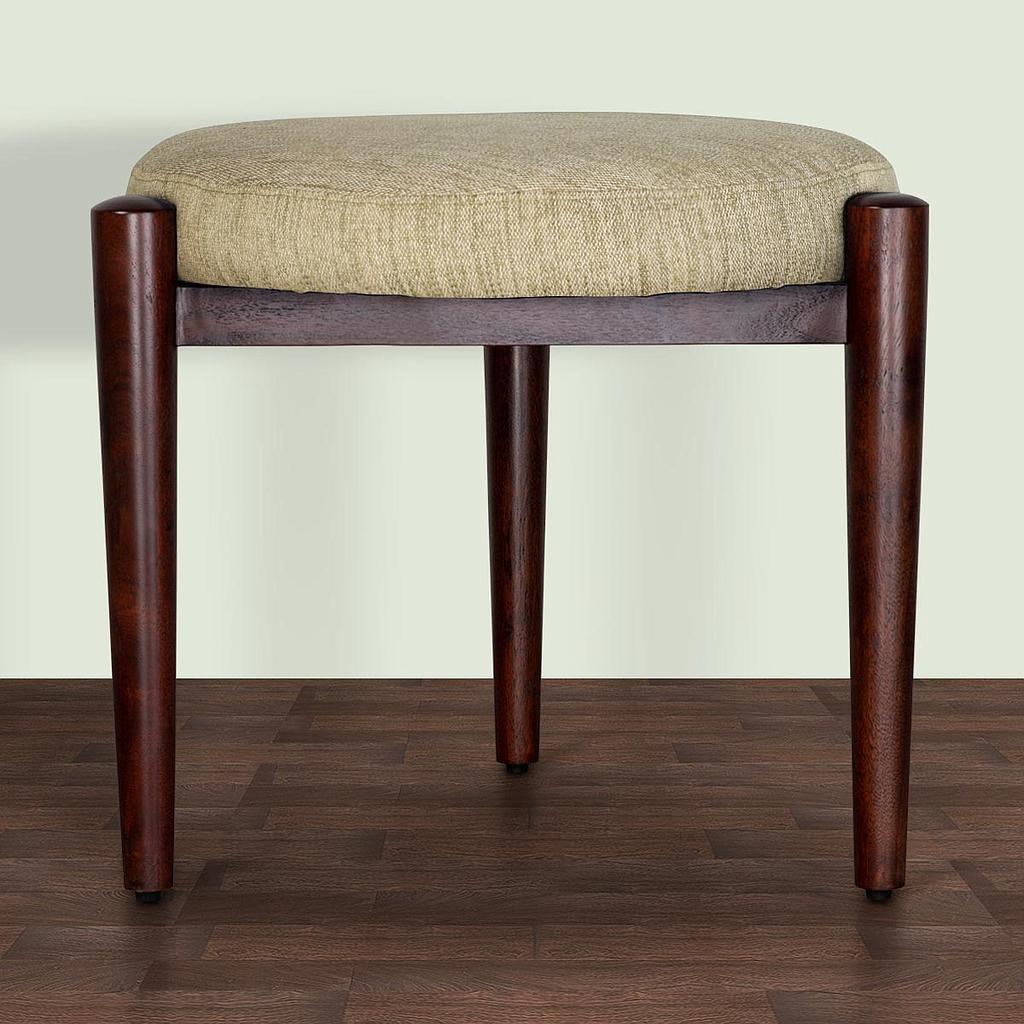 Fabric Upholstery & Wooden Pouffe -