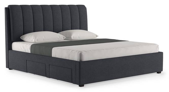 Luxuary King Size Bed – Grey Fabric, Hydraulic Storage, Solid, Plywood, Modern Design