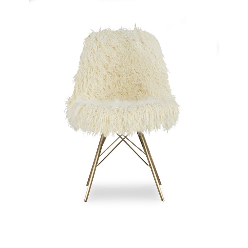 Faux Fur Chair with Gold Metal Base -