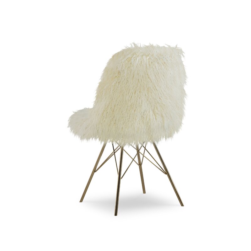 Faux Fur Chair with Gold Metal Base -