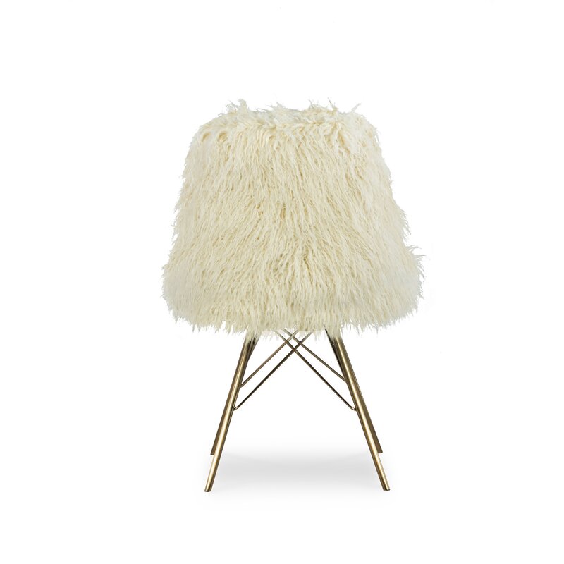 Faux Fur Chair with Gold Metal Base -