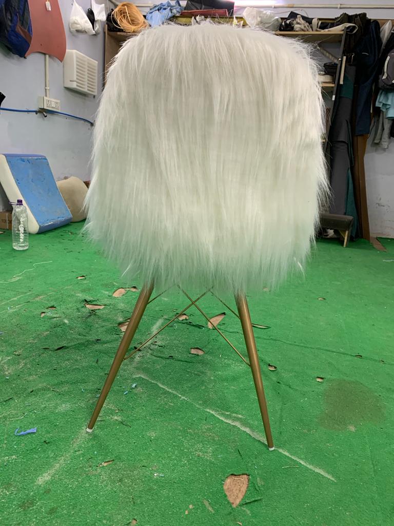 Faux Fur Chair with Gold Metal Base -