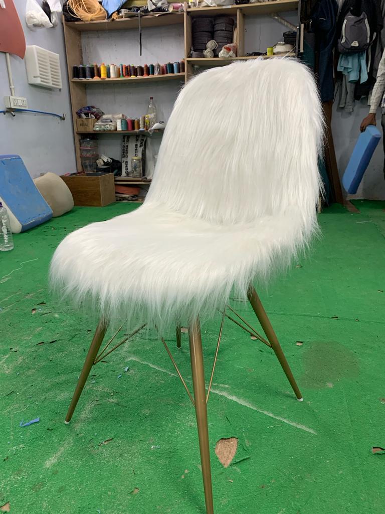 Faux Fur Chair with Gold Metal Base -
