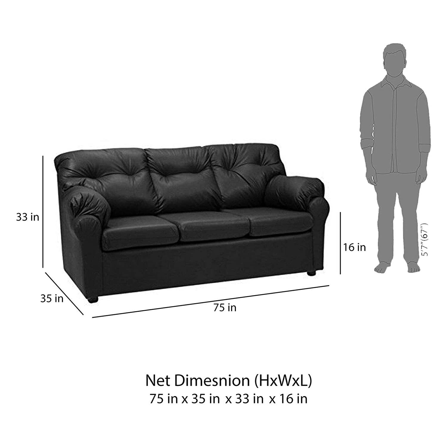 Five Seater Sofa Set With Solid Wooden Frame -