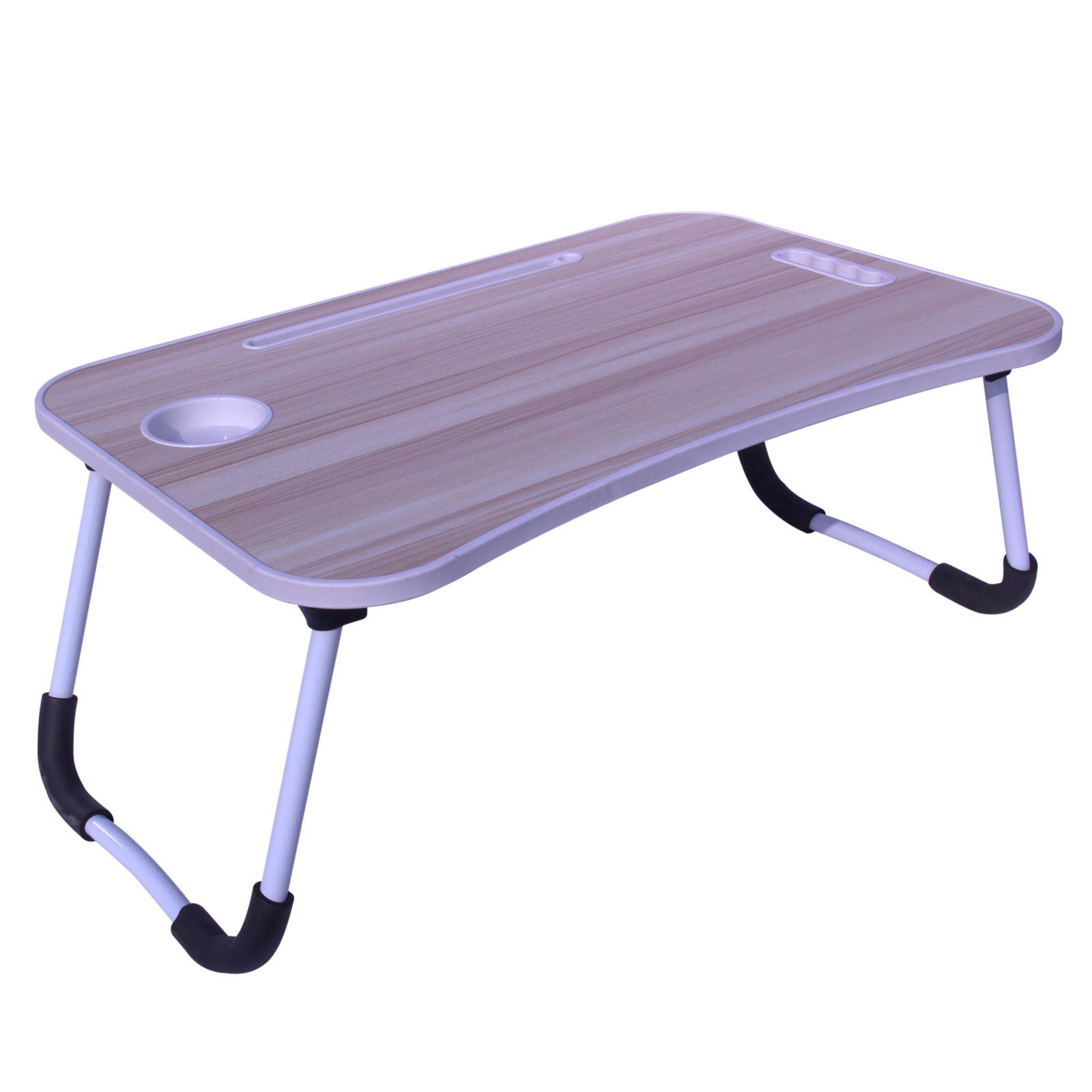 Foldable Laptop Table with Cup Holder and Tablet Groove -