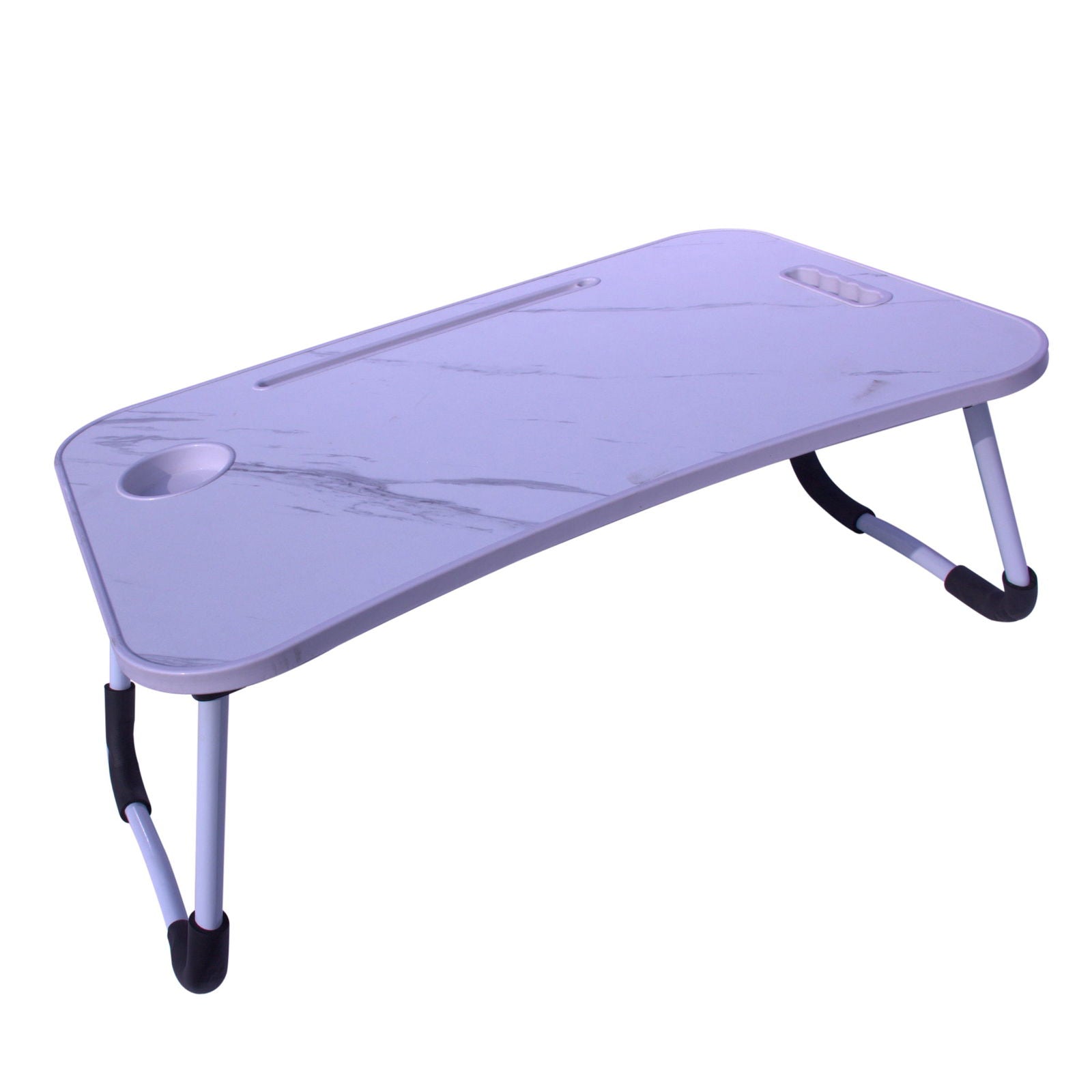 Foldable Laptop Table with Cup Holder and Tablet Groove -