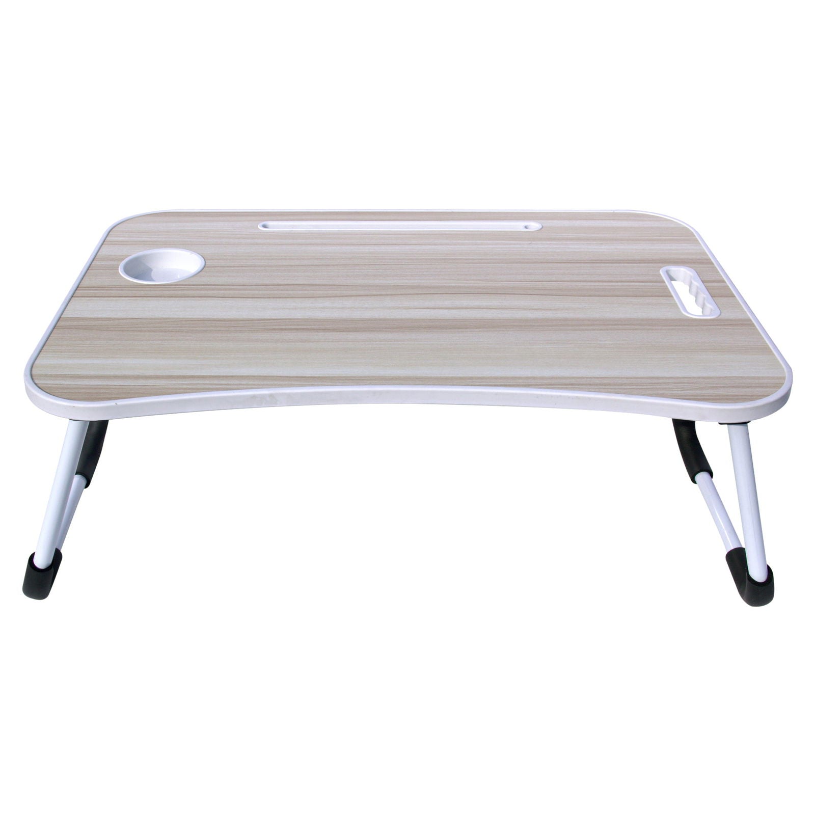 Foldable Laptop Table with Cup Holder and Tablet Groove -