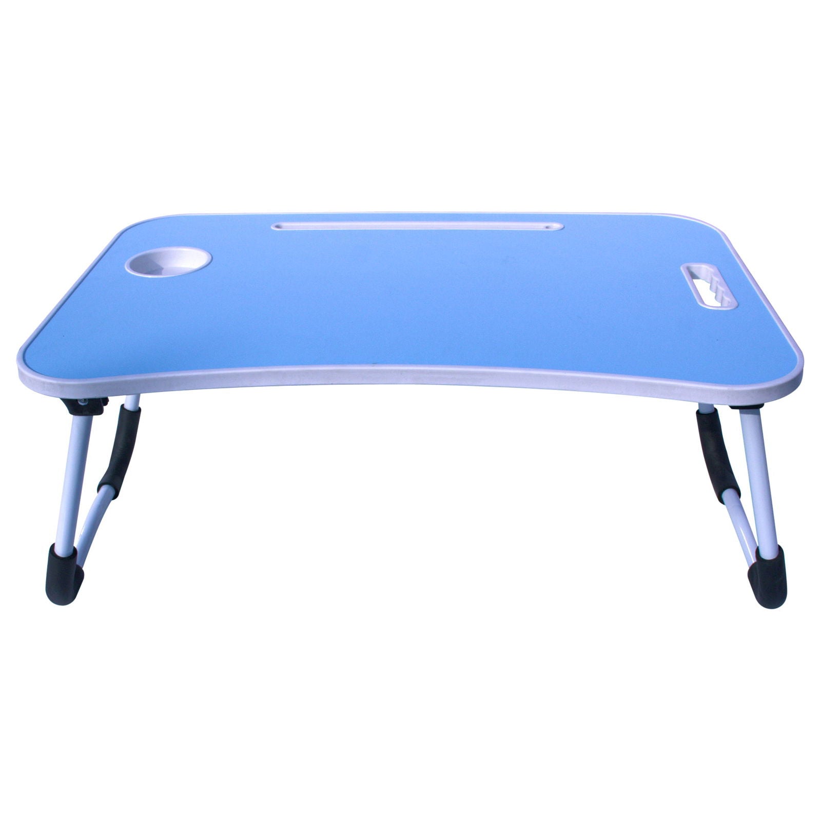 Foldable Laptop Table with Cup Holder and Tablet Groove -