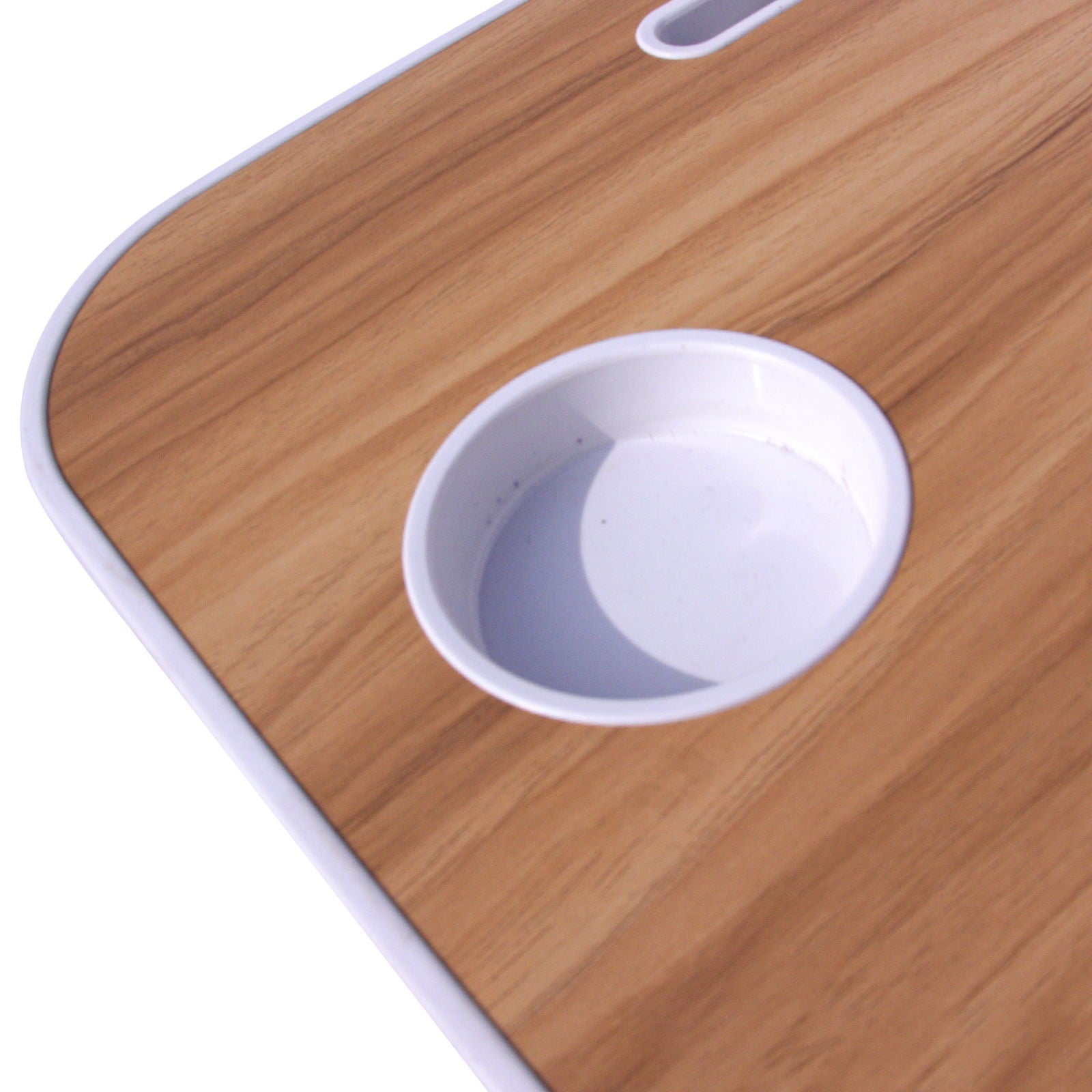 Foldable Laptop Table with Cup Holder and Tablet Groove -