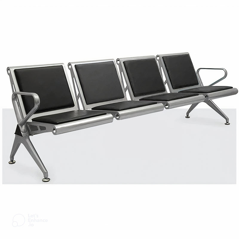 Airport Black Color Four Seater Waiting Chair With Cushion