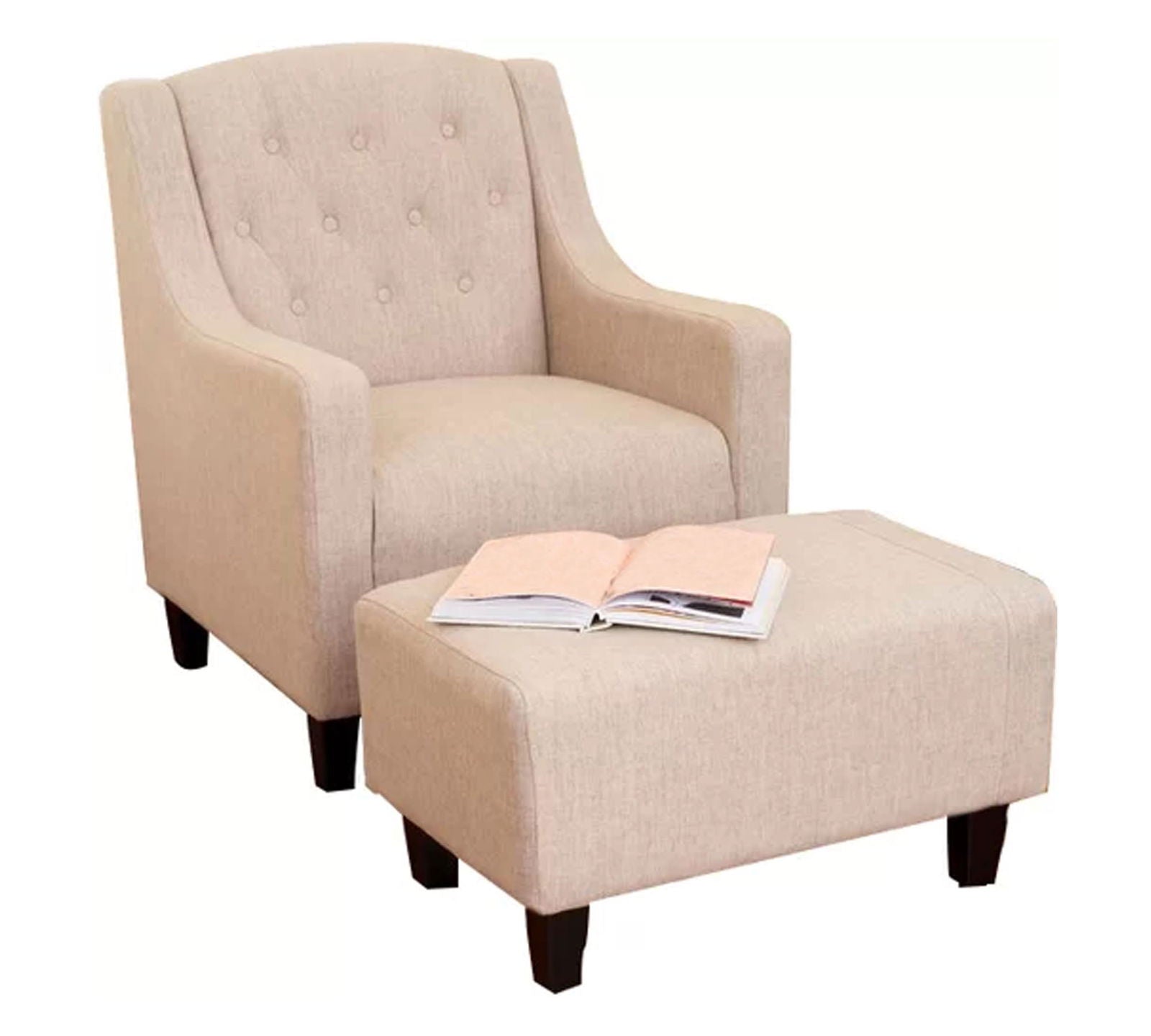 Fully Cushioned Chair Set Cum Lounge Chair with Matching Foot Stool -