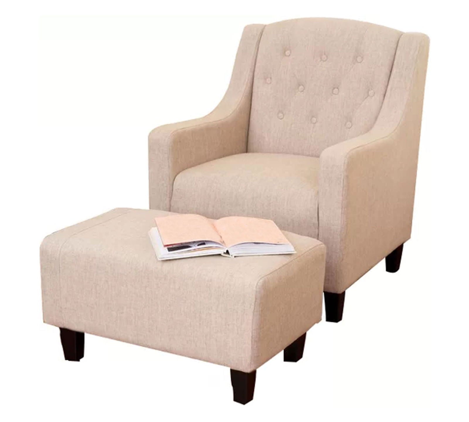 Fully Cushioned Chair Set Cum Lounge Chair with Matching Foot Stool -