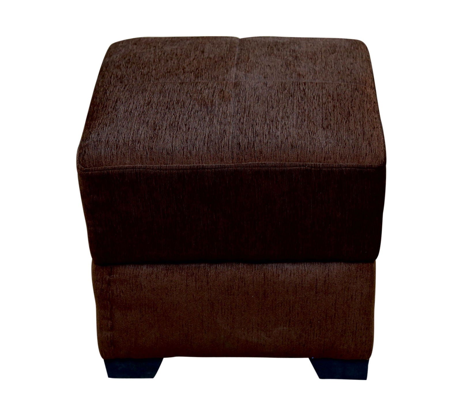 Fully Cushioned Cotton Fabric Pouffe with Wooden Legs -