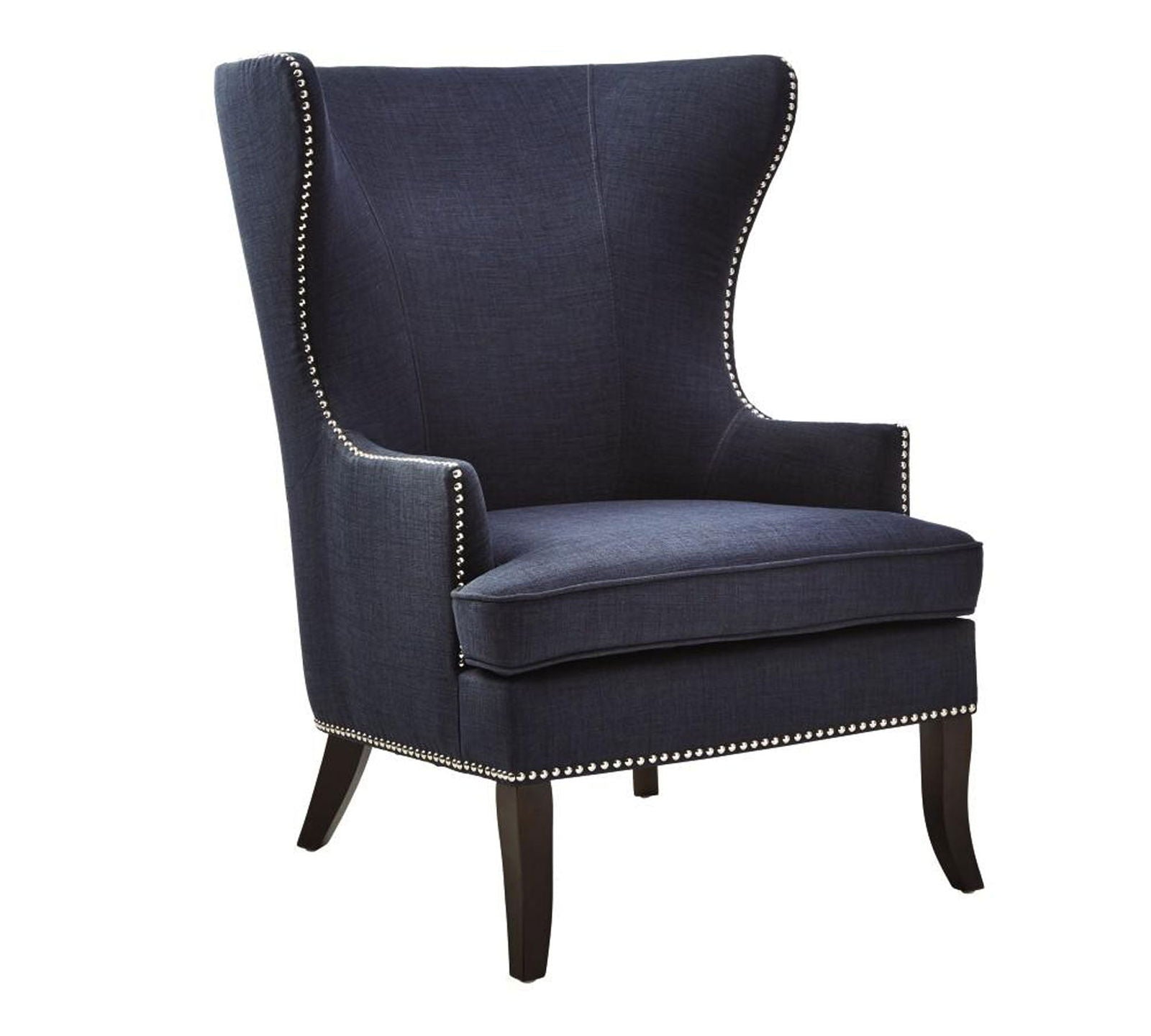 Fully Cushioned Fabric Lounge Chair with Solid Teak Wood -