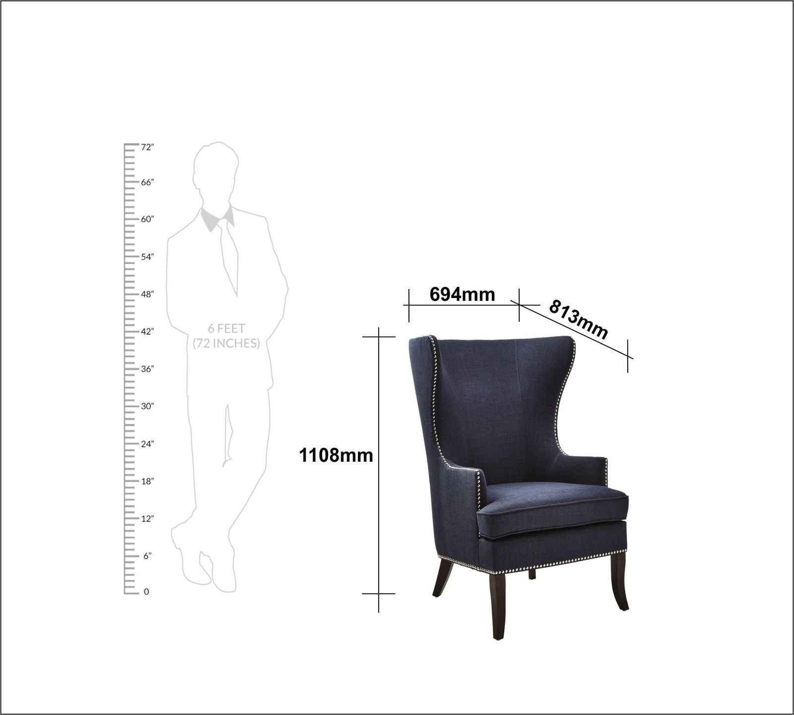Fully Cushioned Fabric Lounge Chair with Solid Teak Wood -