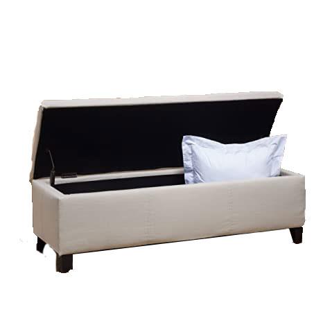 Fully Cushioned Fabric Ottoman with Storage -