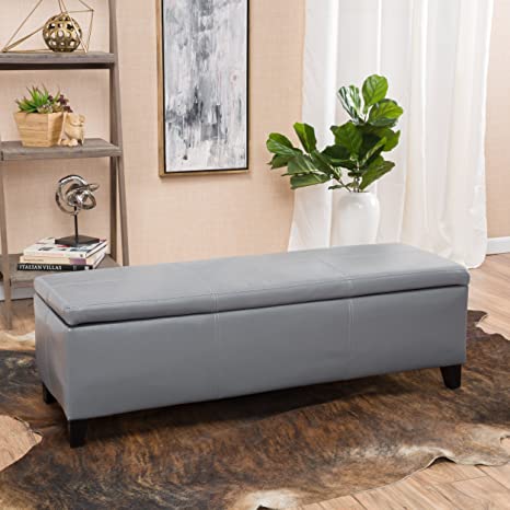 Fully Cushioned Fabric Ottoman with Storage -