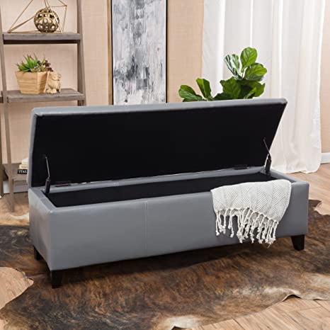 Fully Cushioned Fabric Ottoman with Storage -
