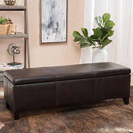 Fully Cushioned Fabric Ottoman with Storage -