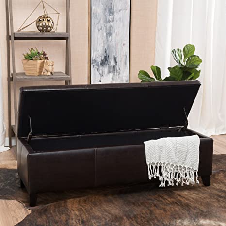 Fully Cushioned Fabric Ottoman with Storage -