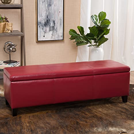 Fully Cushioned Fabric Ottoman with Storage -