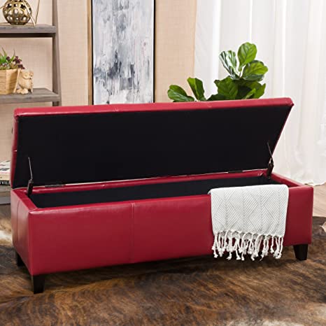 Fully Cushioned Fabric Ottoman with Storage -