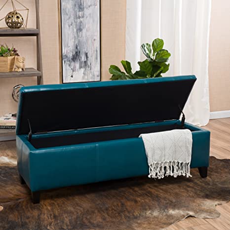 Fully Cushioned Fabric Ottoman with Storage -