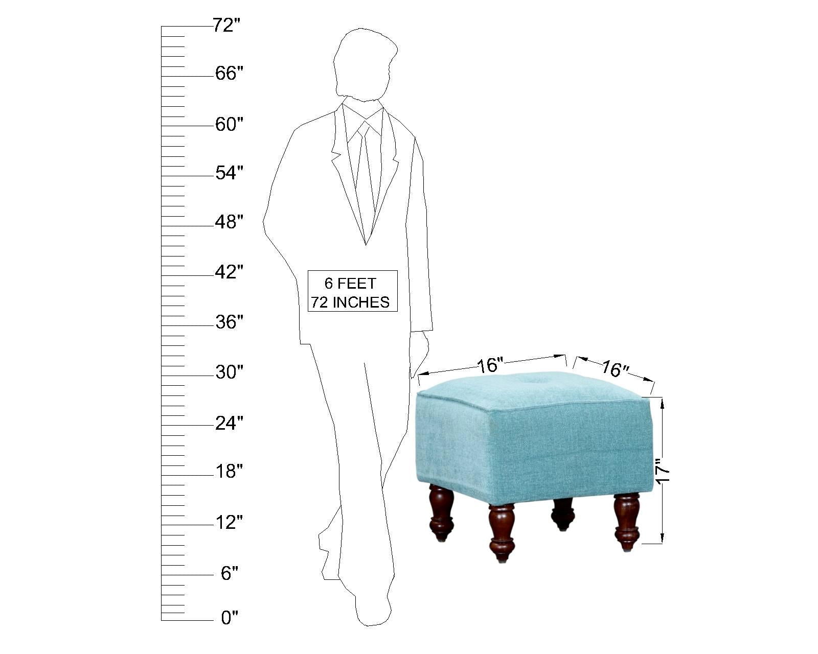 Fully Cushioned Fabric Pouffe with Wooden Legs -