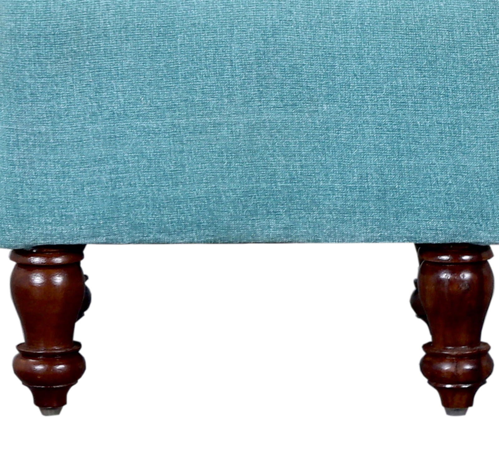 Fully Cushioned Fabric Pouffe with Wooden Legs -