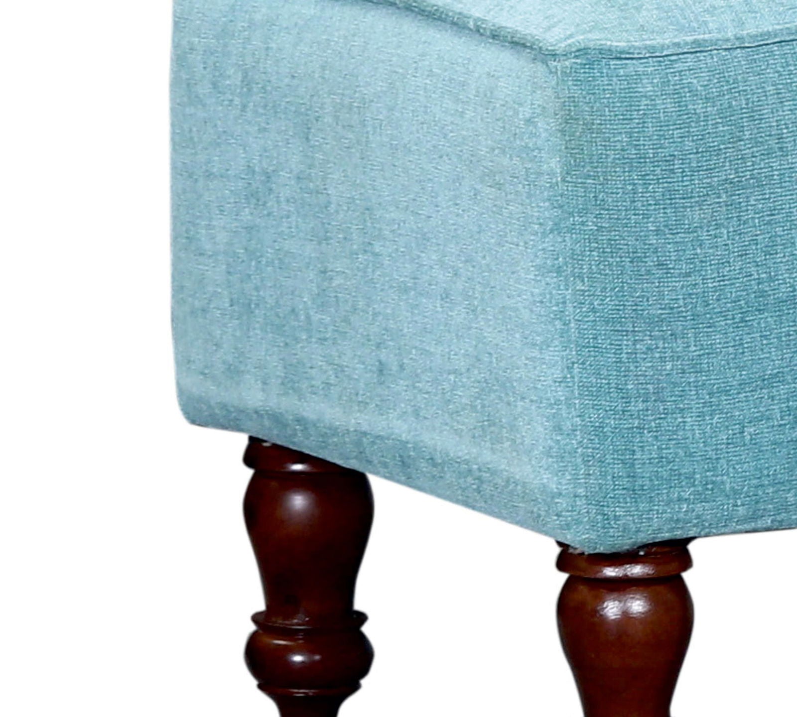 Fully Cushioned Fabric Pouffe with Wooden Legs -