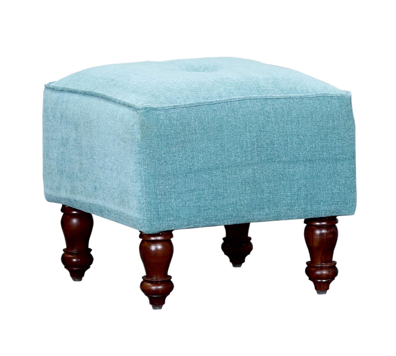 Fully Cushioned Fabric Pouffe with Wooden Legs -