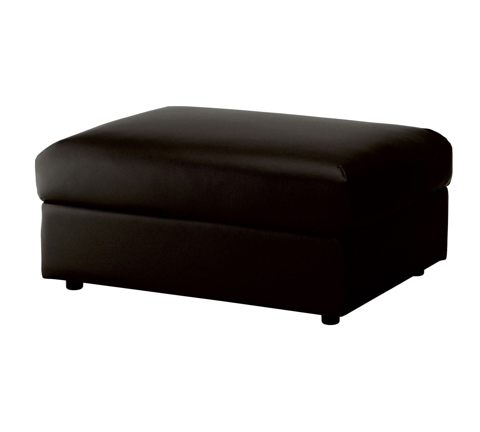 Fully Cushioned Leatherette Pouffe with Wooden Base -