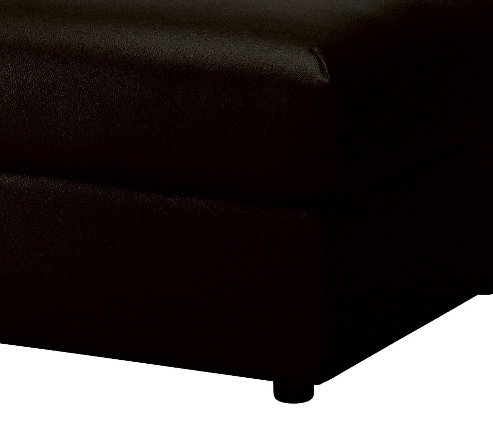 Fully Cushioned Leatherette Pouffe with Wooden Base -