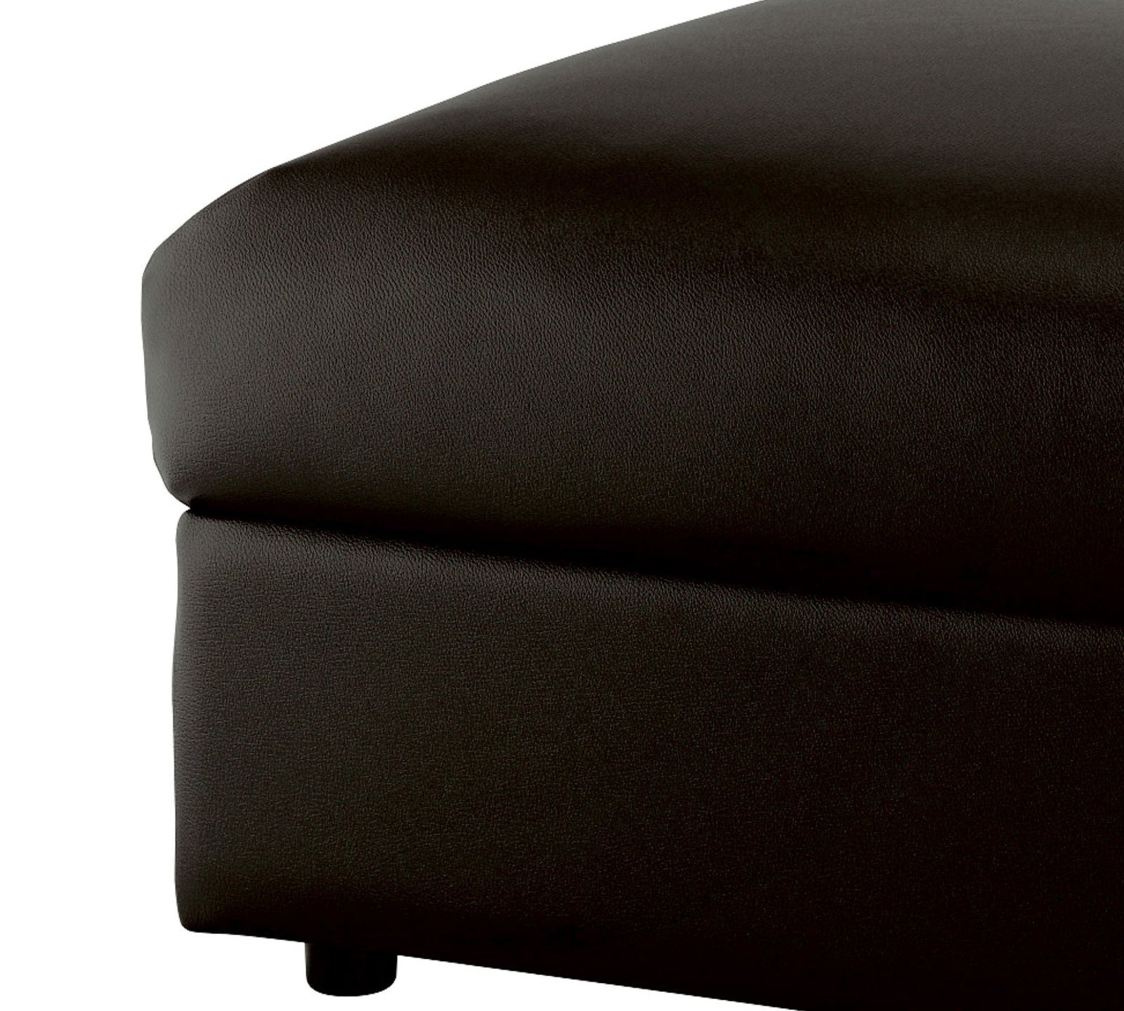 Fully Cushioned Leatherette Pouffe with Wooden Base -