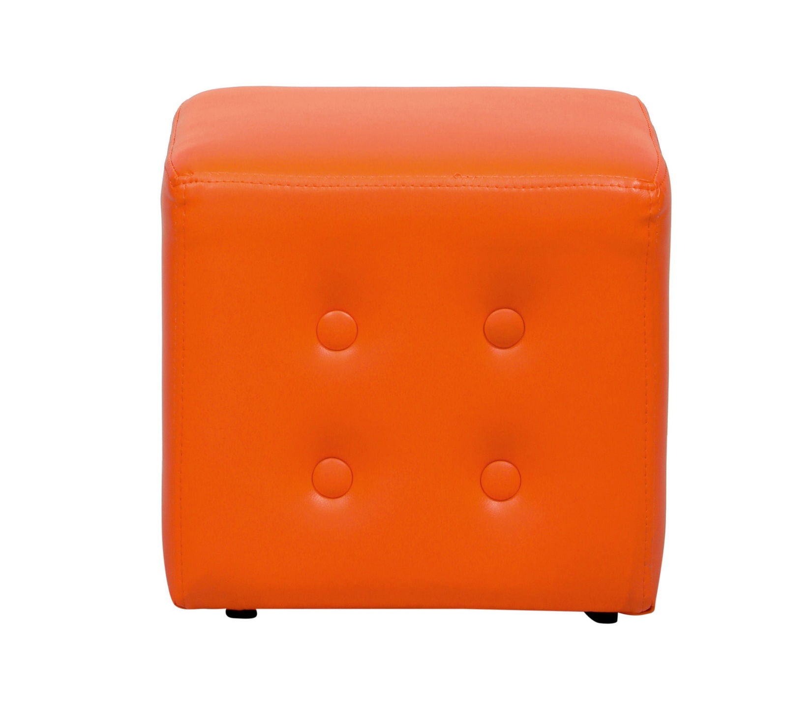 Fully Cushioned Leatherette Pouffe with Wooden Base -