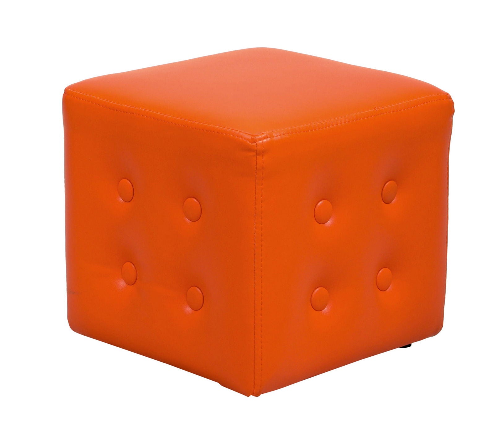 Fully Cushioned Leatherette Pouffe with Wooden Base -