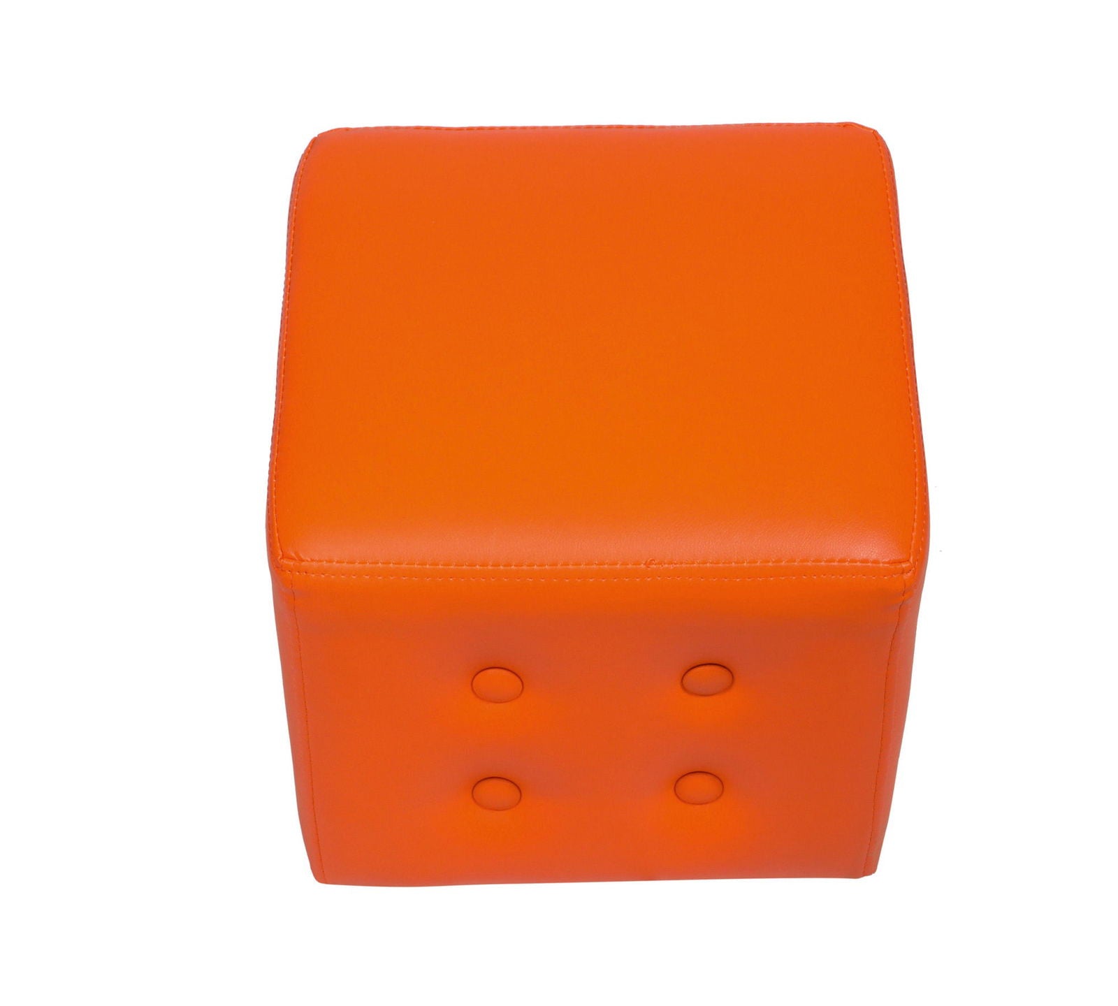 Fully Cushioned Leatherette Pouffe with Wooden Base -