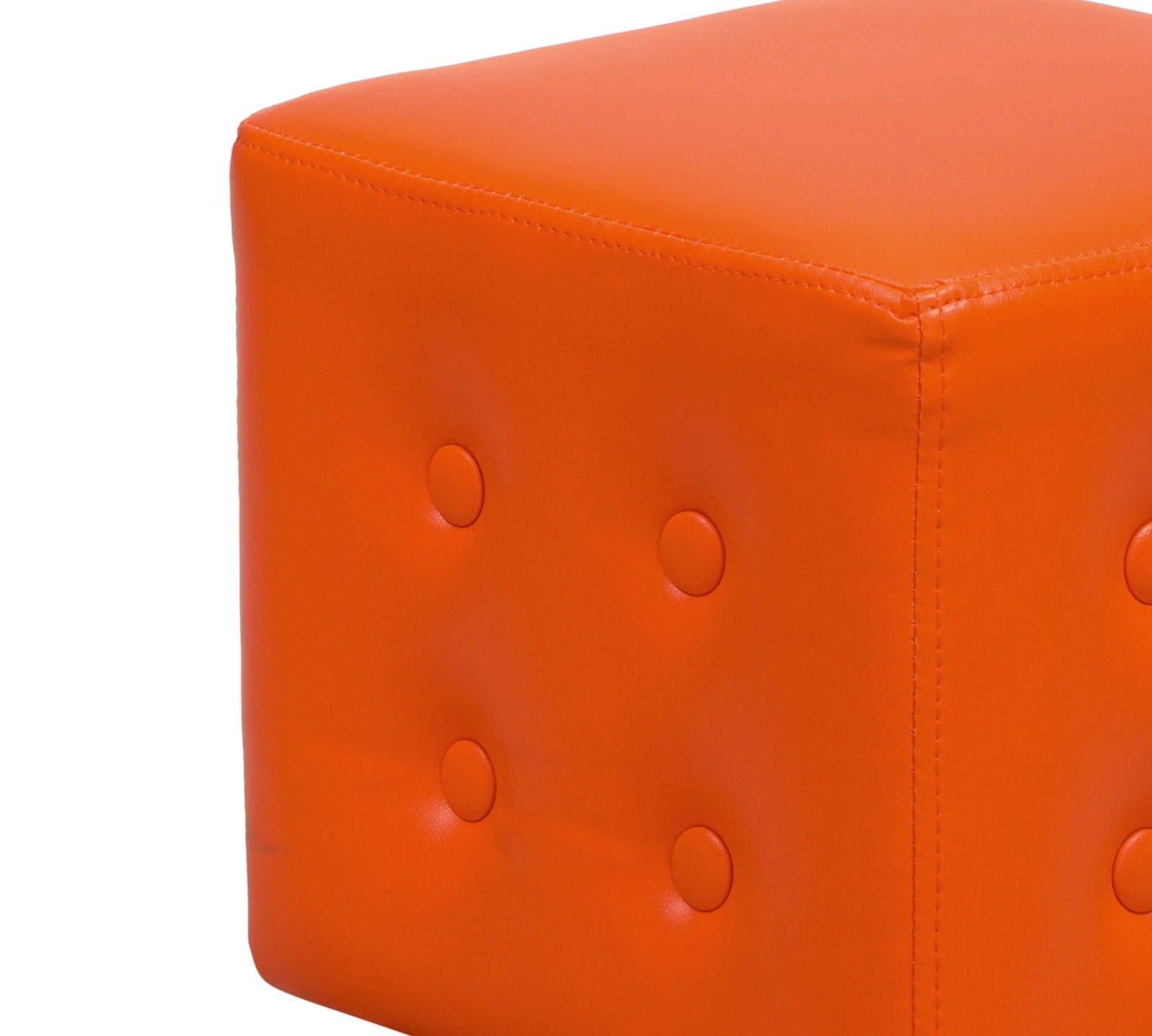 Fully Cushioned Leatherette Pouffe with Wooden Base -