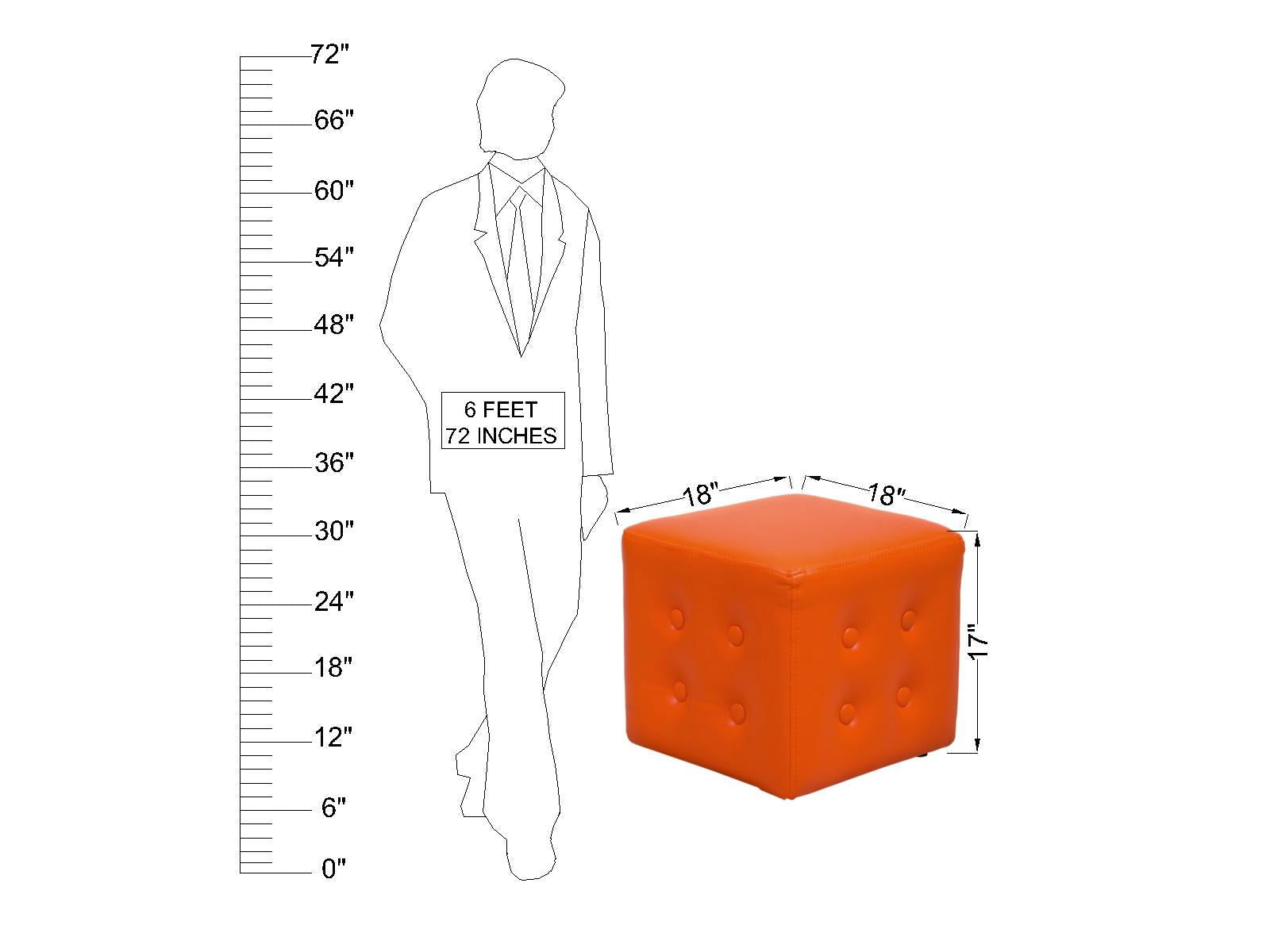 Fully Cushioned Leatherette Pouffe with Wooden Base -