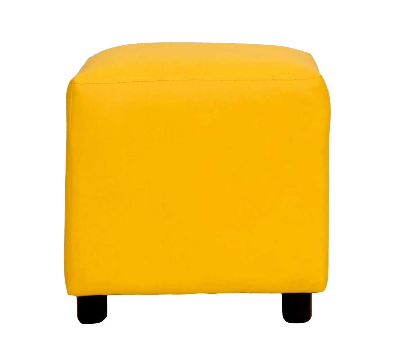 Fully Cushioned Leatherette Pouffe with Wooden Legs -