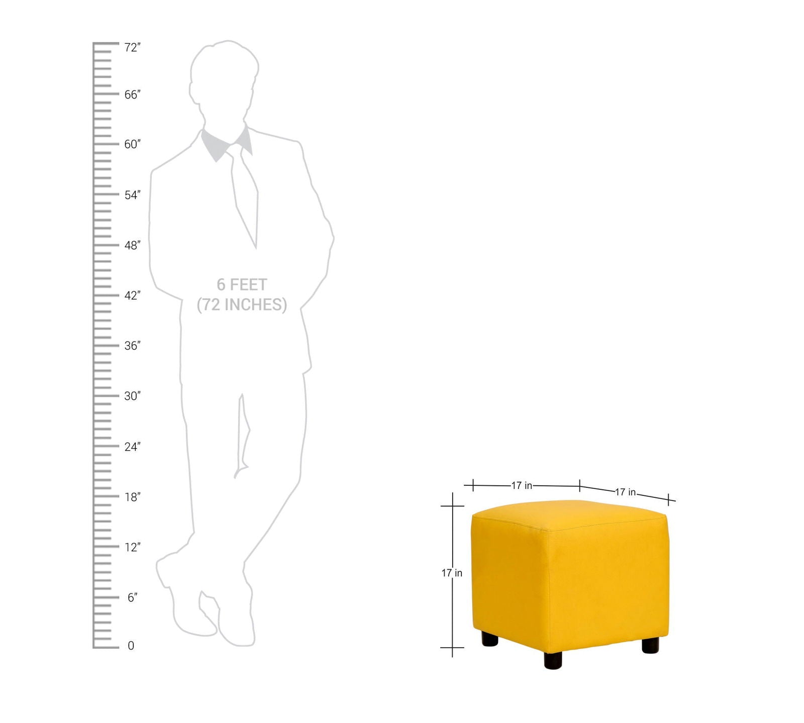 Fully Cushioned Leatherette Pouffe with Wooden Legs -