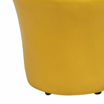 Fully Cushioned Leatherette Pouffe with Wooden Legs -