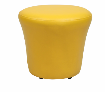 Fully Cushioned Leatherette Pouffe with Wooden Legs -