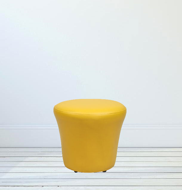 Fully Cushioned Leatherette Pouffe with Wooden Legs -