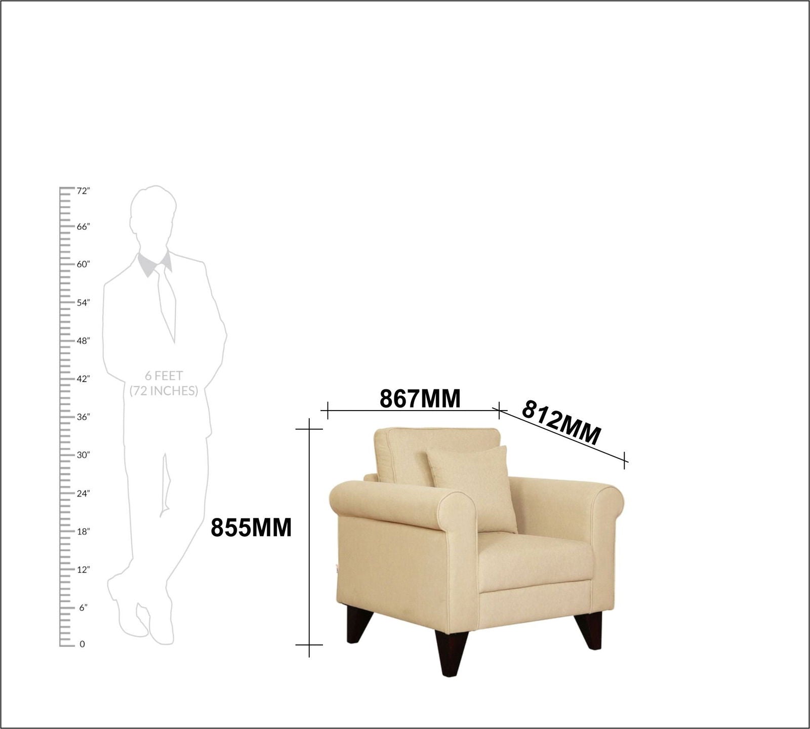 Fully Cushioned Lounge Chair with Cushion for Living Room -