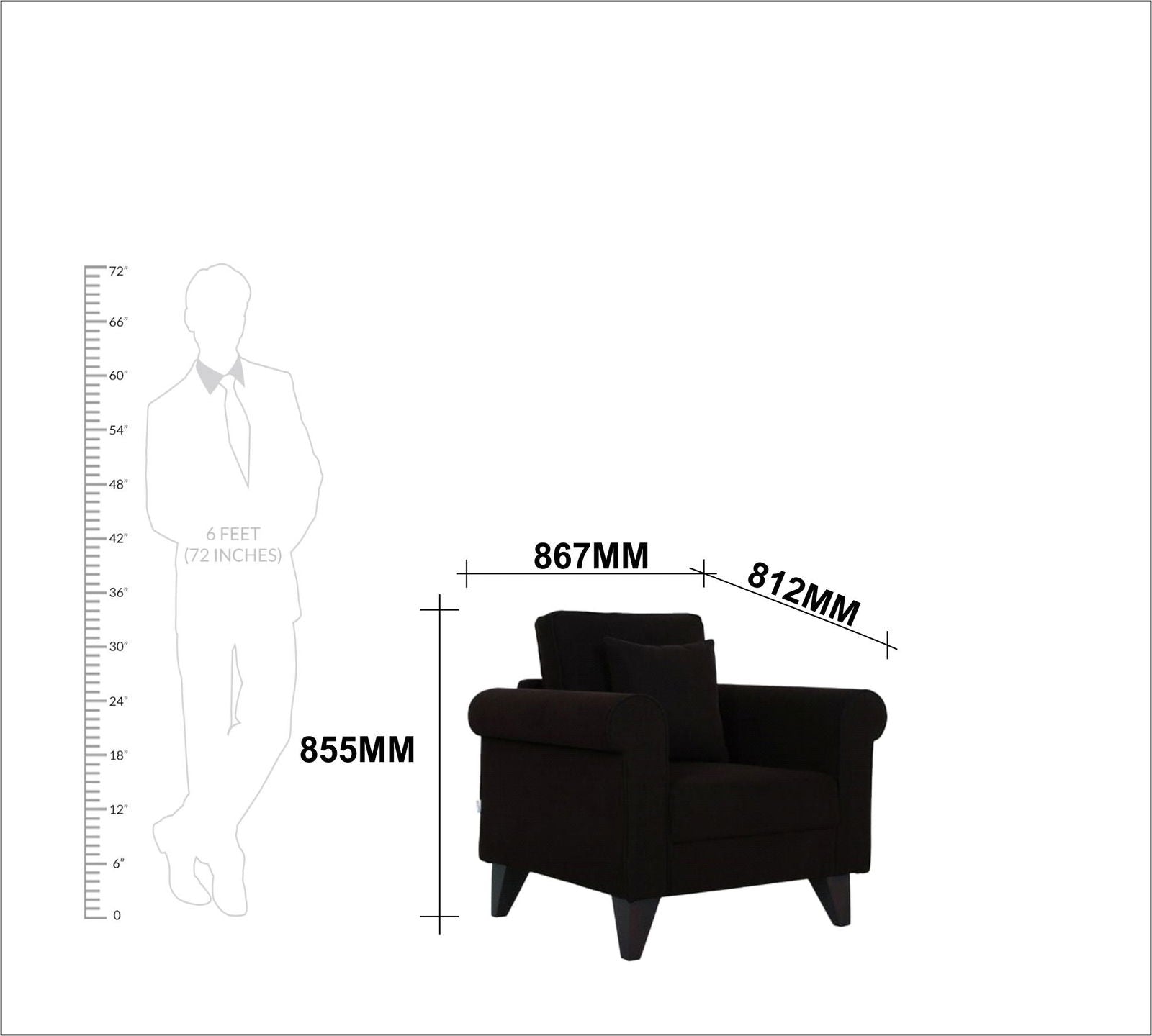 Fully Cushioned Lounge Chair with Cushion for Living Room -