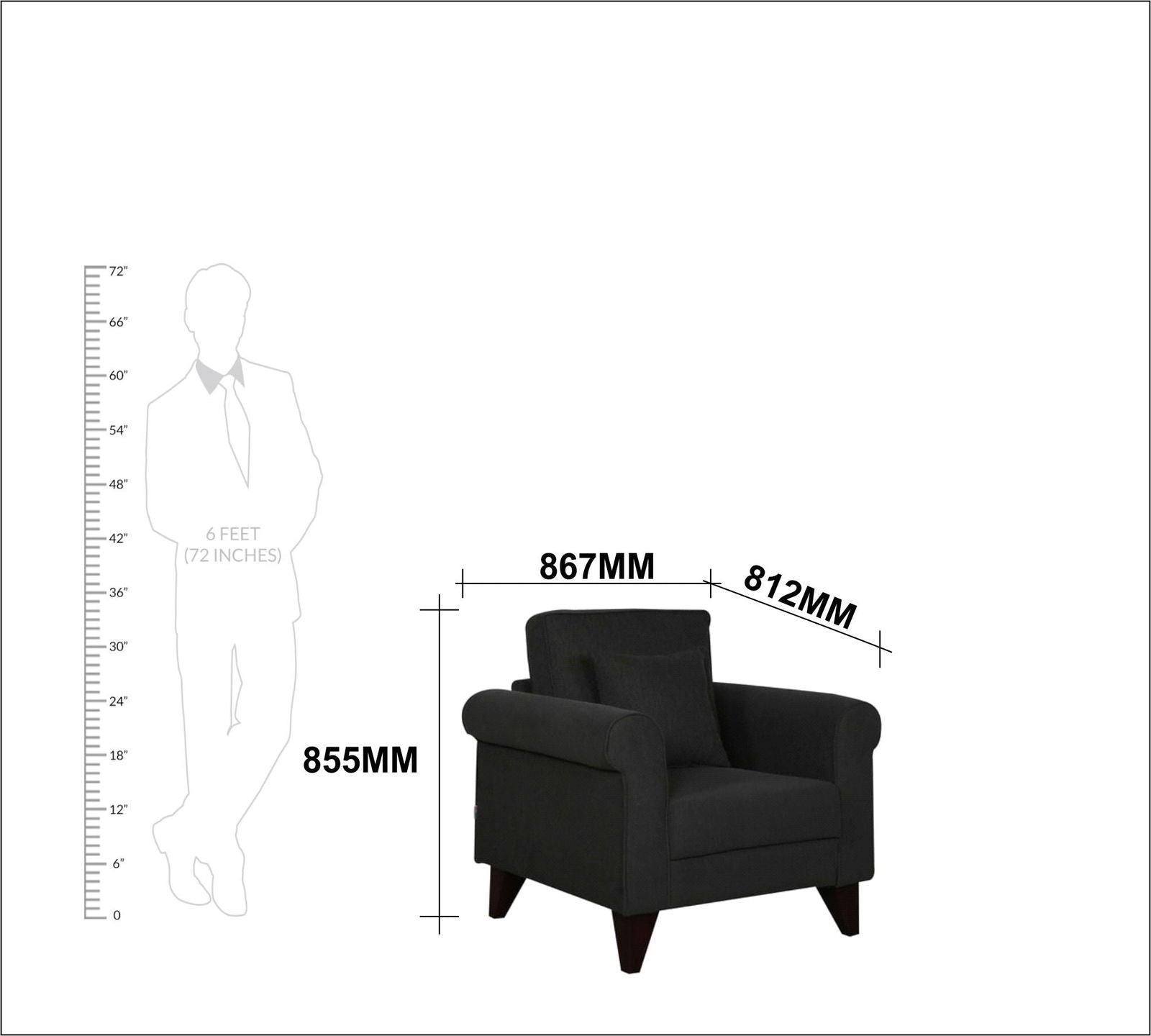Fully Cushioned Lounge Chair with Cushion for Living Room -