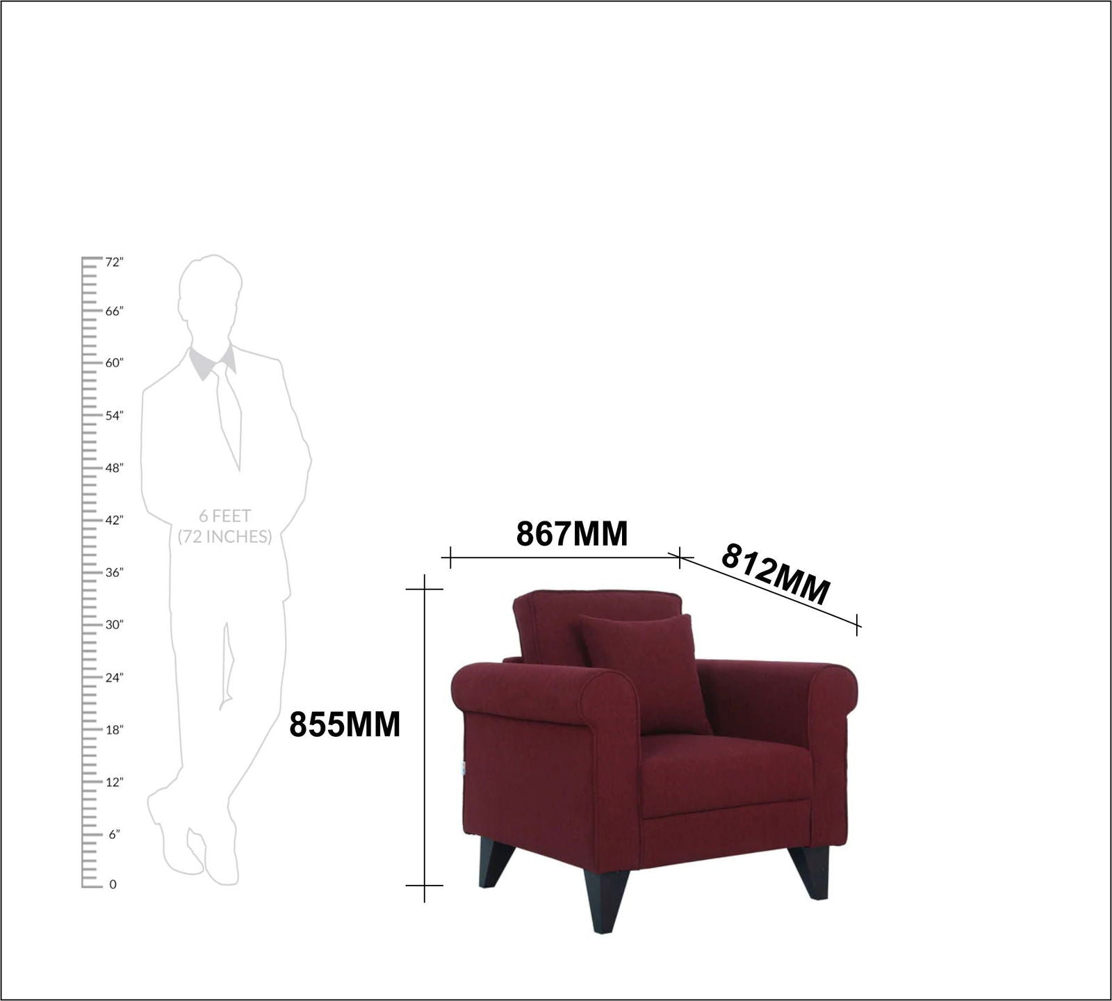 Fully Cushioned Lounge Chair with Cushion for Living Room -